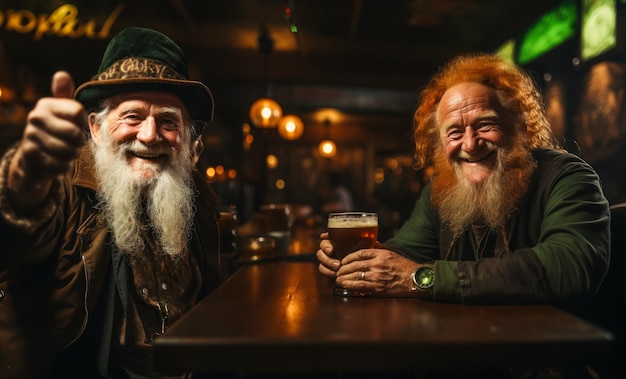 Dois velhos amigos num pub irlandês a celebrar a festa do Dia de São Patrício.