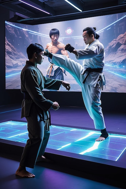 Un dojo de realidad virtual donde los artistas marciales entrenan con oponentes holográficos