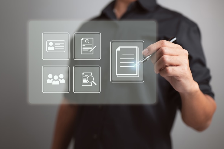 Foto dokumentenmanagement-datensystem-business-internet-technologie-konzept.