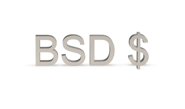 Dólar das Bahamas BSD símbolo de moeda das Bahamas em prata metálica