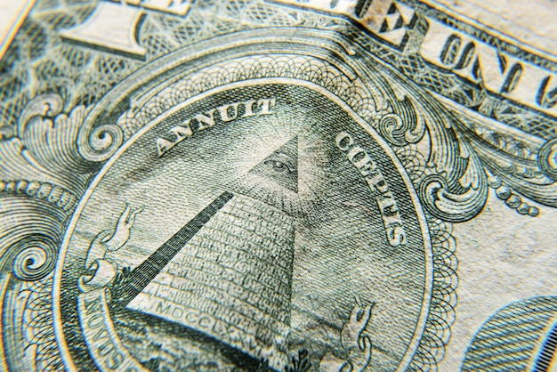 Dolar EUA close-up. Textura macro de um fragmento da nota de dólar. Textura de notas de dólar.