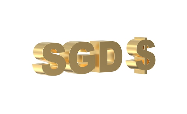 Dólar singapurense Símbolo de moneda de Singapur en golden 3d