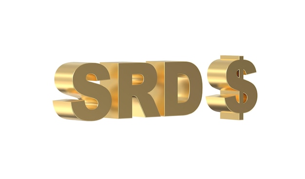 Dólar de Surinam Símbolo de moneda de Surinam en 3d dorado