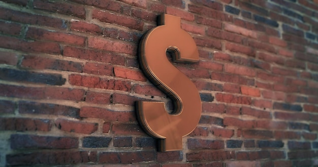 Dollargeld 3d-Logo auf strukturiertem Wandhintergrund