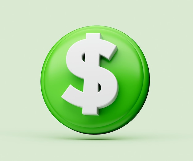 Dollarzeichen-Symbol isoliert auf grünem Hintergrund mit Schatten 3D-Darstellung