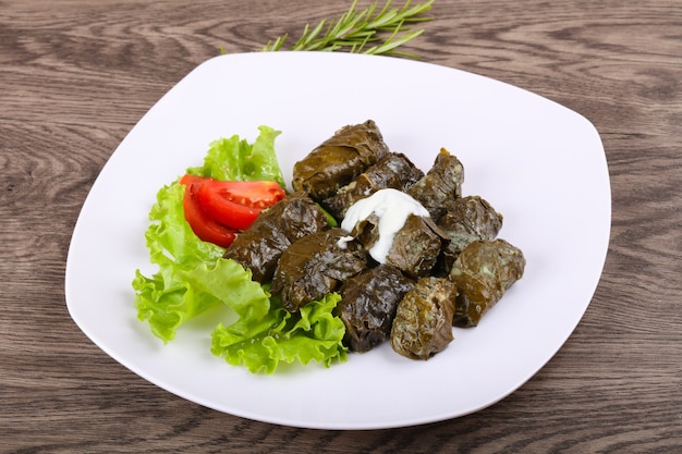 Dolma - carne recheada em folhas de uva