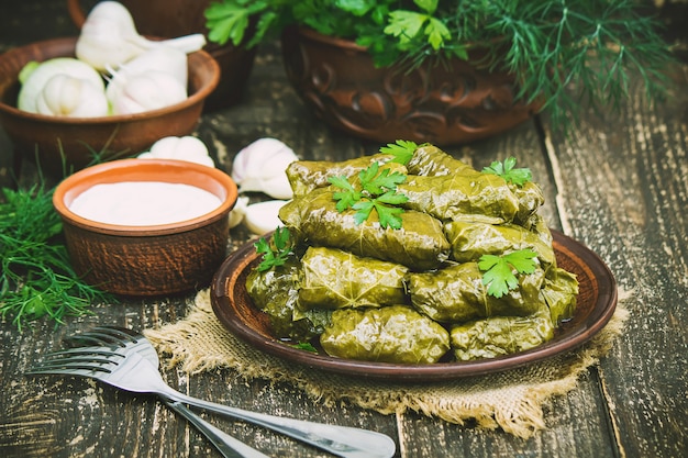 Dolma comida. foco seletivo. comida e bebida.