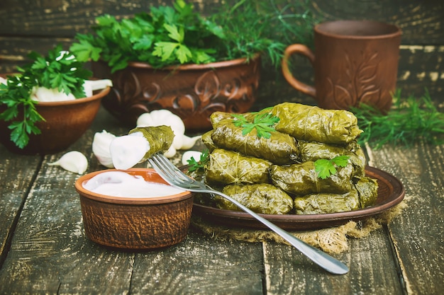 Dolma Lebensmittel. selektiver fokus. Essen und Trinken.