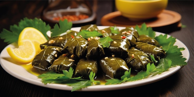 dolmades sabrosa hoja dolma comida fondo