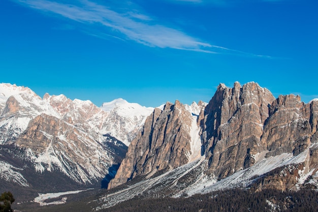 Dolomitas Dolomiti Italia en invierno hermosos Alpes montañas invernales Cortina d'Ampezzo zona de estación de esquí de Faloria