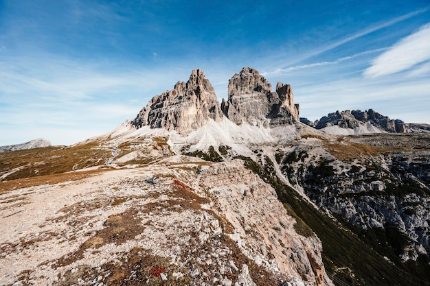 Dolomitas Três Picos de Lavaredo Italiano Dolomitas com famosos Três Picos de Lavaredo Tre Cime Tirol do Sul Itália