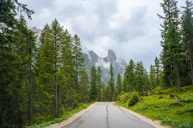 Foto dolomiten hochalpenstraße bei regenwetter südtirol italien