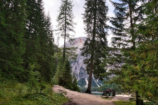 Dolomitenlandschaft, Italien Pragser See.