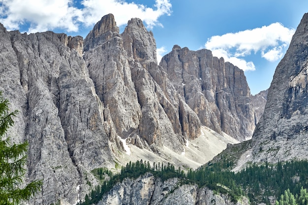 Dolomitfelsenberge von der Ansicht von unten