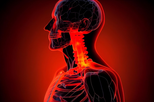 Dolor ardor en la ilustración de la columna cervical IA generativa