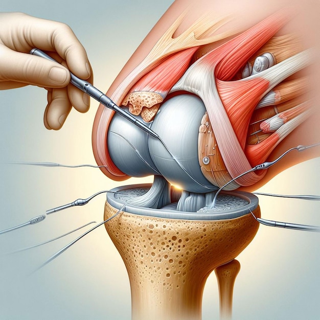 Dolor en la articulación de la rodilla con efecto 3D