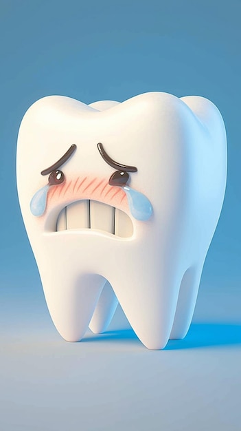 dolor de dientes y concepto de salud dental en renderización 3D Ilustración papel tapiz móvil vertical