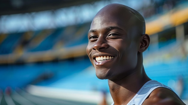 Foto dominação do estádio tiro de corpo inteiro do atleta masculino de pé alto centrado e envolvido com a camisa