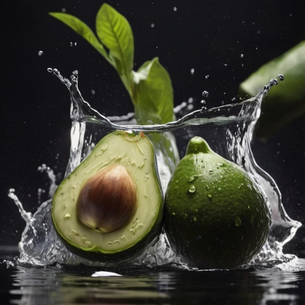 Dominar a Fotografia Profissional com Técnicas de Alta Velocidade Avocado afundando no tanque de água