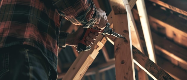 Dominar a Precisão A arte de um carpinteiro com brocas elétricas em interiores de canteiros de construção