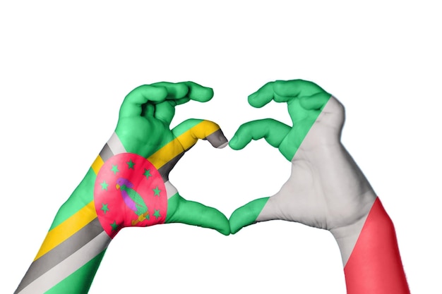 Dominica Italia Corazón Gesto de la mano haciendo corazón