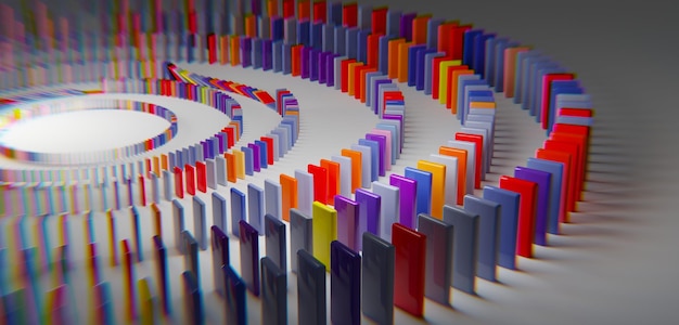 dominó geométrico fondo abstracto caída del dominó ilustración en 3D