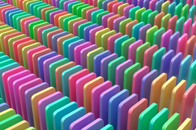 Domino multicolor alineado fondo abstracto 3D Rendering