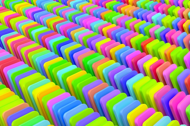 Domino multicolor alineado fondo abstracto 3D Rendering