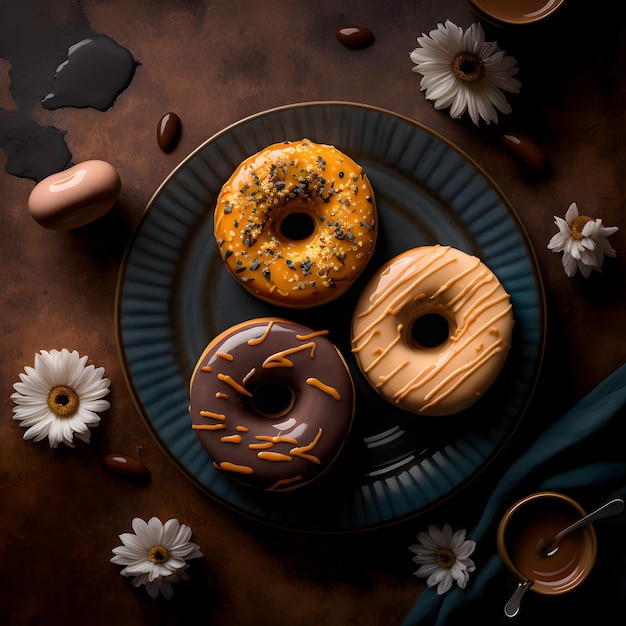 donas sobre fondo blanco, perfectas para publicidad, empaque, menús, libros de cocina.