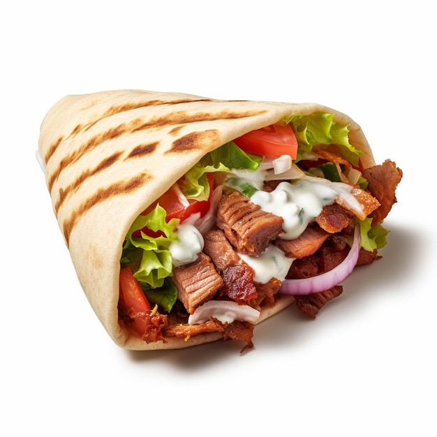 Doner kebab sanduíche isolado no fundo branco