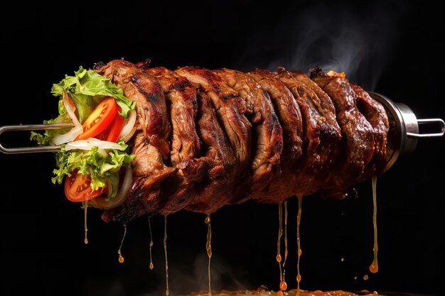 Doner kebab turco em um espeto giratório
