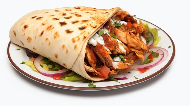 Doner de shawarma de pollo en un plato de shawarma del pollo