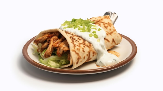 Doner de shawarma de pollo en un plato de shawarma del pollo