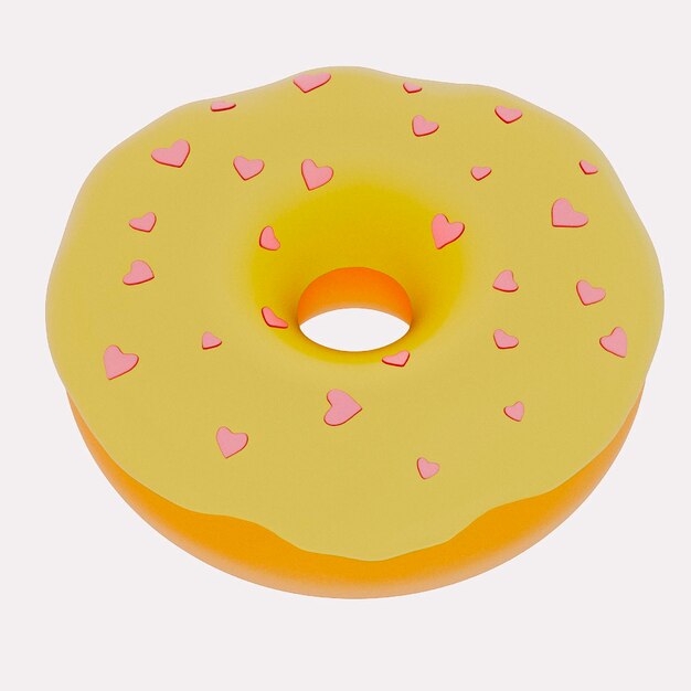 Donut aislado en el fondo transparente renderizado en 3D