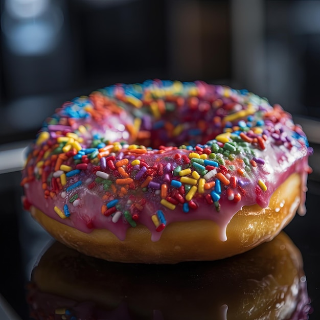 Donut arco-íris colorido com granulado Um deleite delicioso para qualquer ocasião