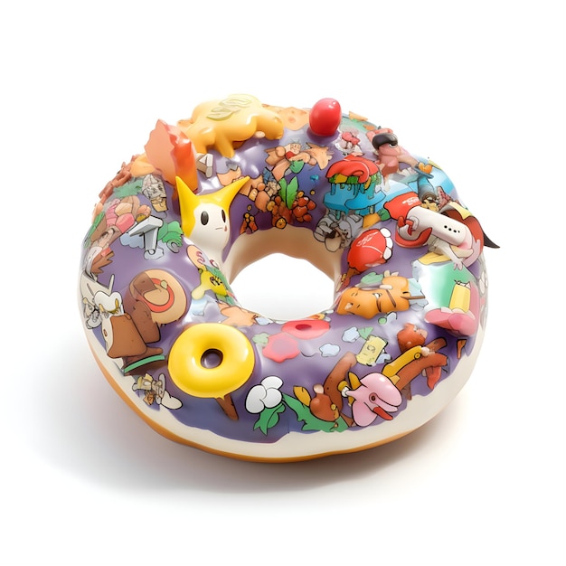 Donut auf weißem Hintergrund 3D-Illustrationsstudio