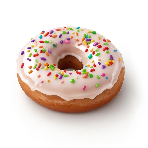 Foto donut branco delicioso isolado com doces