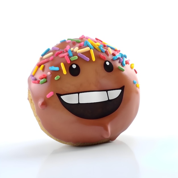 Donut con chispas sobre un fondo blanco 3d render