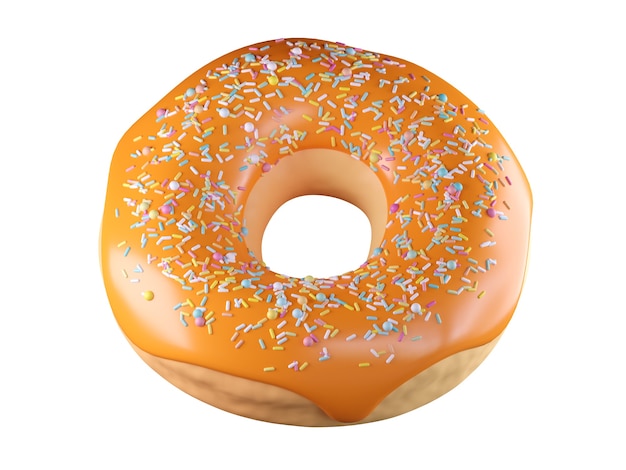 Donut con chispitas de colores aislado sobre fondo blanco 3D Render