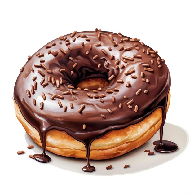 Donut Chocolate donut Clipart de donut saboroso Ilustração em aquarela IA geradora