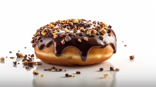 Donut de chocolate con nueces generativo ai