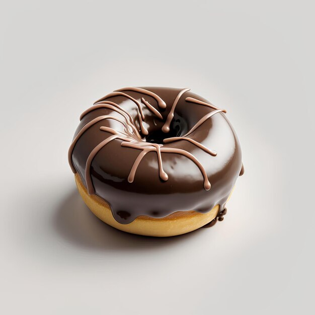 Donut de chocolate sobre fondo blanco.