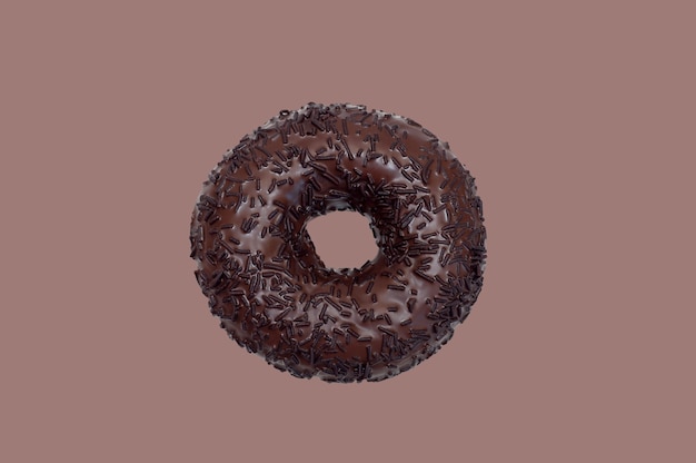 Donut de chocolate em fundo marrom