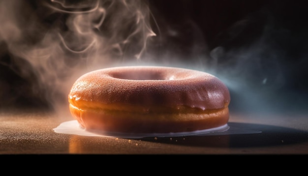 Donut de chocolate gourmet, uma doce indulgência gerada por IA