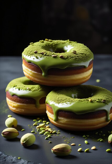 Donut de matcha com pistache