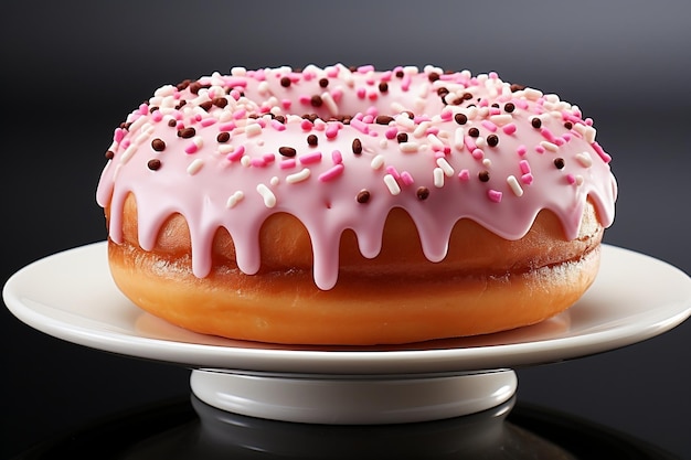 Donut de polvilho rosa em IA generativa de fundo isolado