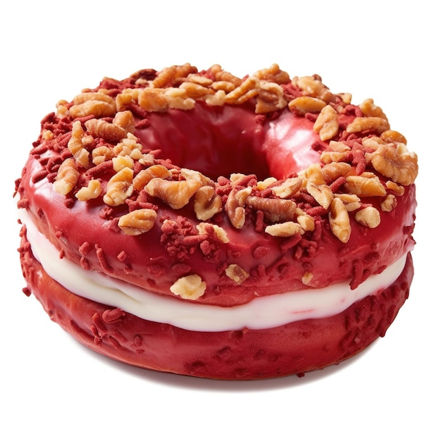 donut de veludo vermelho isolado em fundo branco