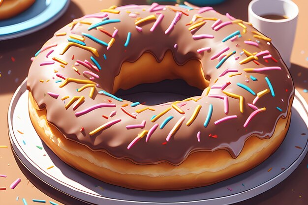 El donut delicioso y colorido.