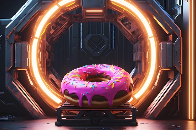 El donut delicioso y colorido.