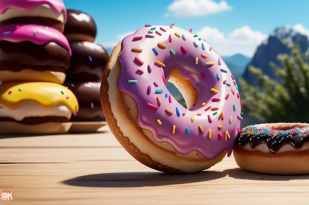 Foto donut delicioso delicioso comida lanche papel de parede ilustração de fundo comida favorita